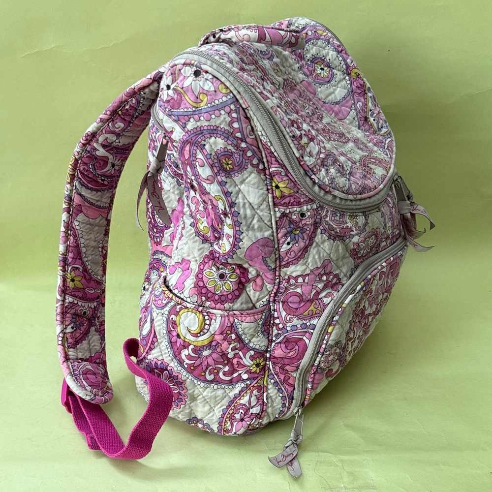 Vera Bradley Pink and Purple Paisley Large Backpack - Picture 8 of 15
